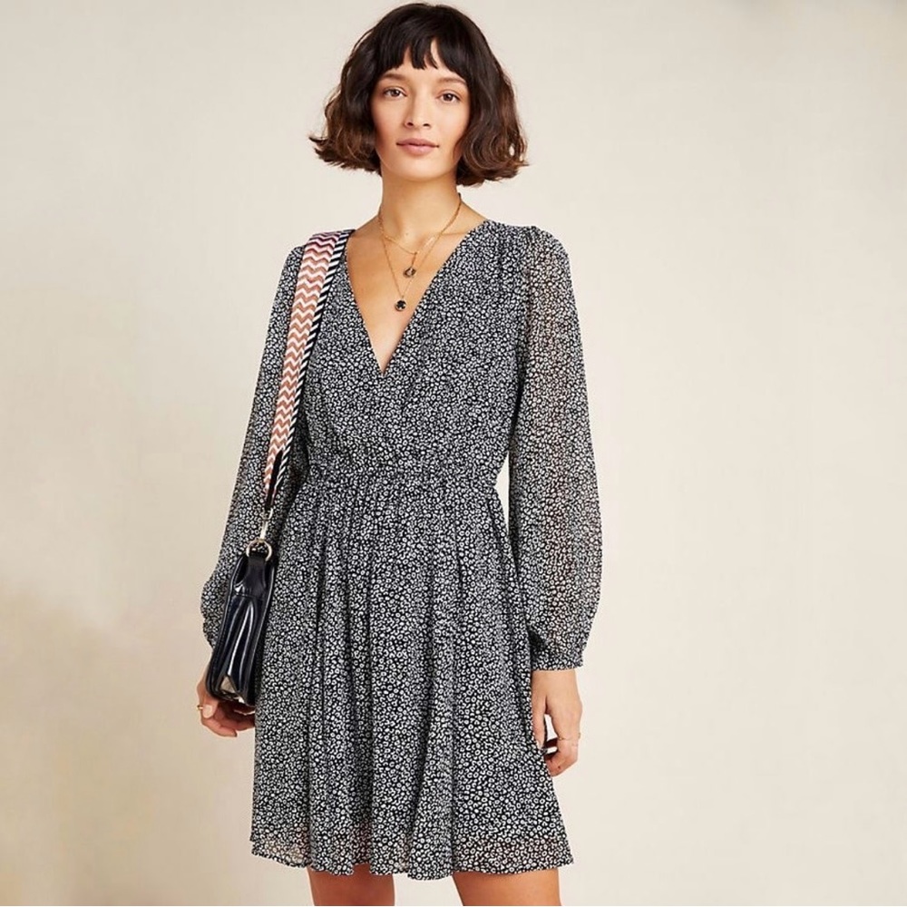 Maeve Carolyn Faux Wrap Mini Dress from Anthropologie